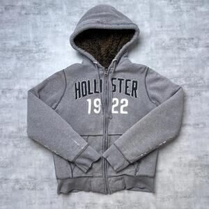 Y2K Hollister Co. Zip Up Faux Fur Zip Up Hoodie Jacket